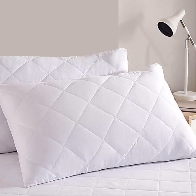 Gr8 Home Pair of Anti Allergy Quilted Pillow Protectors in White