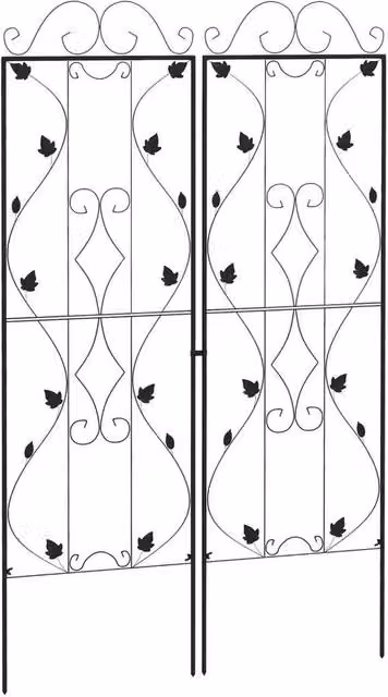 FLAVORA Set of 2 Black Metal Trellis Supports for Climbing Plants – 1
