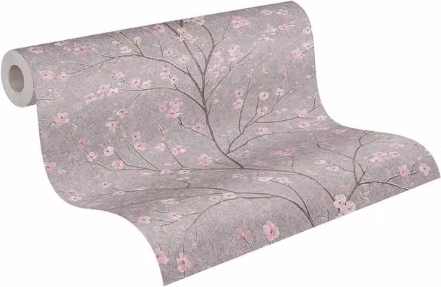 Havendro Cherry Blossom Flower Trail Wallpaper in Pink – 1
