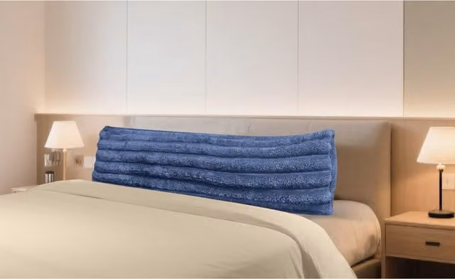 Velosso Plush Supersoft Jumbo Cord Ribbed Body Support Bolster Pillow in Blue