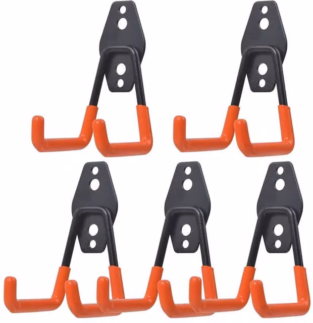 SPETLEK 12-Piece Heavy Duty Wall Mounted Utility Hooks for Garage and Garden Tools in Orange and Black – 1