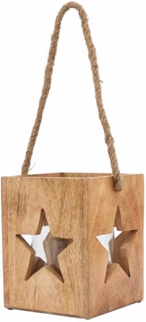 KDMD Natural Wooden Large Star Tealight Candle Holder in Brown – 1