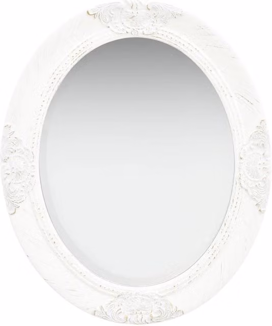 Berkfield Home Antique Baroque Style Rectangular Wall Mirror, White, W: 50 cm, H: 60 cm