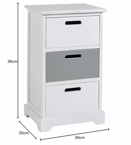 Home Source 3 Drawer Hallway Storage Organiser in White and Grey – 2