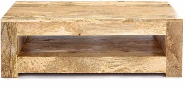 Elm Home And Garden Mango Wood Low Coffee Table in Light Oak Finish
