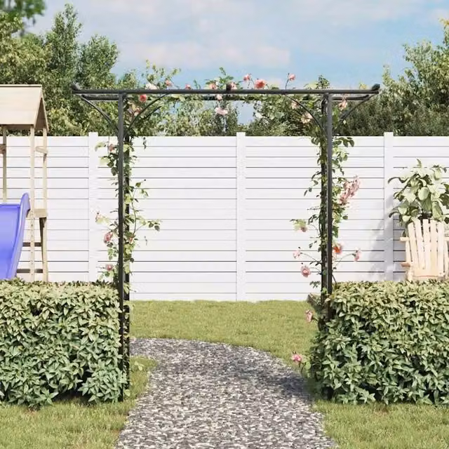 Berkfield Home Durable Metal Garden Arch in Black, W/D/H: 200 x 52 x 204 cm – 1