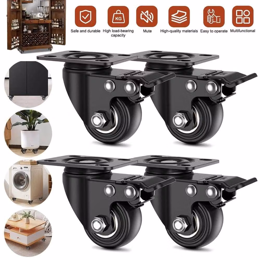 NESTLUNE Heavy Duty 40mm Swivel Castor Wheels, 4 Pack, Black – 3