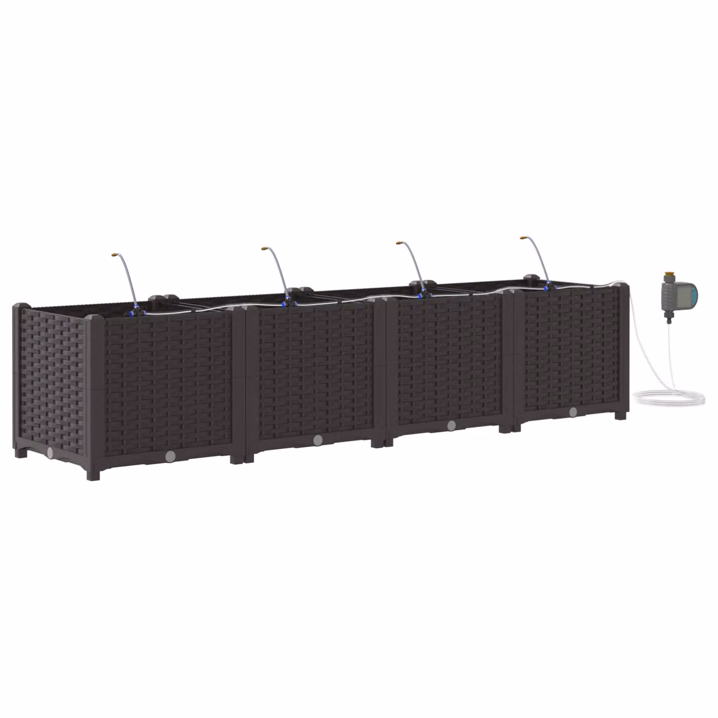 Berkfield Home Garden Planters with Water Irrigation System, 4 Piece Set, Brown – 2
