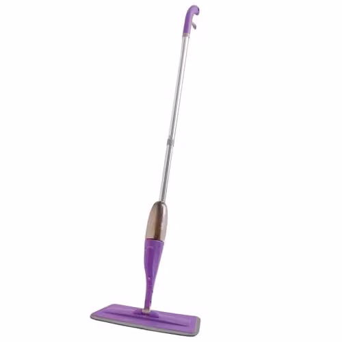 Coopers of Stortford Spray Mop for Hard Floors with Trigger Spray, Refillable Bottles and 3 Machine Washable Microfibre Pads in White and Purple