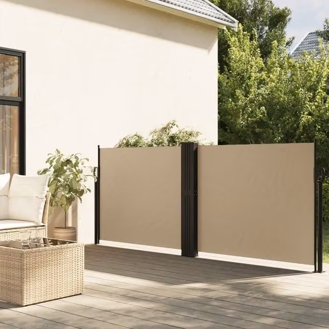 Berkfield Home Retractable Side Awning in Beige, W/D/H: 120 x 120 x 120 cm