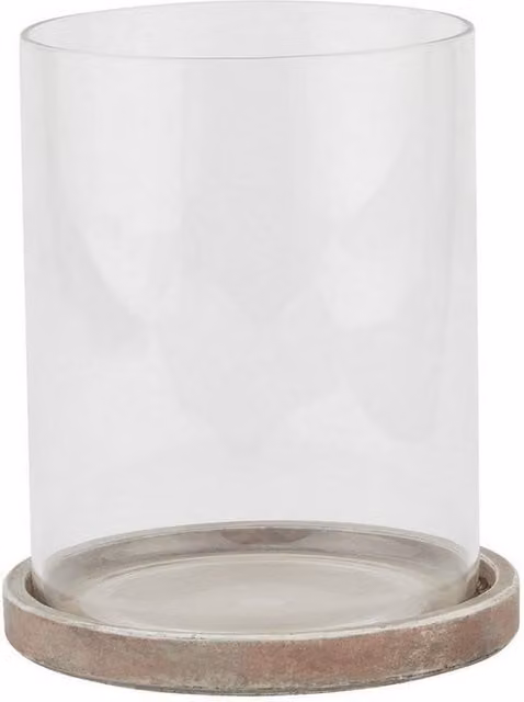 Lemon Pavilion Furniture and Decor Siena Large Mediterranean Hurricane Lantern, Brown Ceramic and Glass, W: 18 cm, D: 18 cm, H: 21 cm