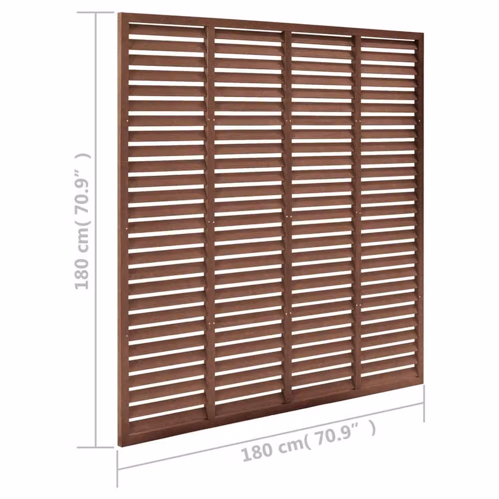 Berkfield Home Louver WPC PVC-Coated Fence, Brown, W/H: 180 x 180 cm – 4