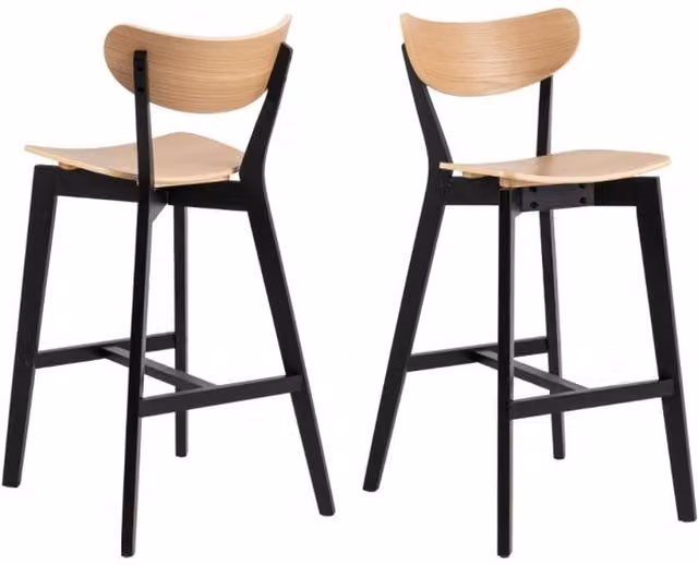 Chilli Seating Roxby Bar Stool Set of 2 in Brown Oak and Rubberwood