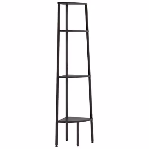 vidaXL 4-Tier Freestanding Metal Corner Shelf in Black, W/D/H: 45.5 x 31.5 x 150 cm