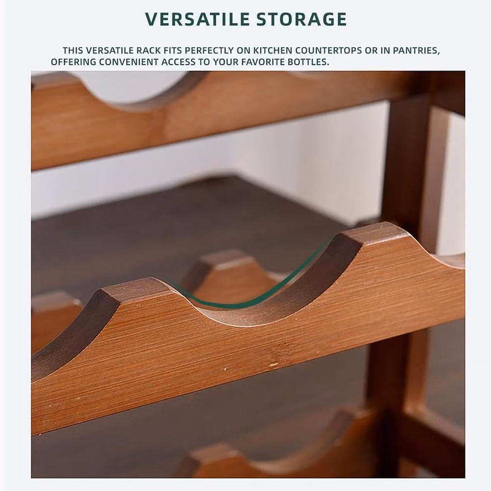 SPETLEK Brown Wooden 12 Bottle Wine Storage Rack and Display Shelf – 4