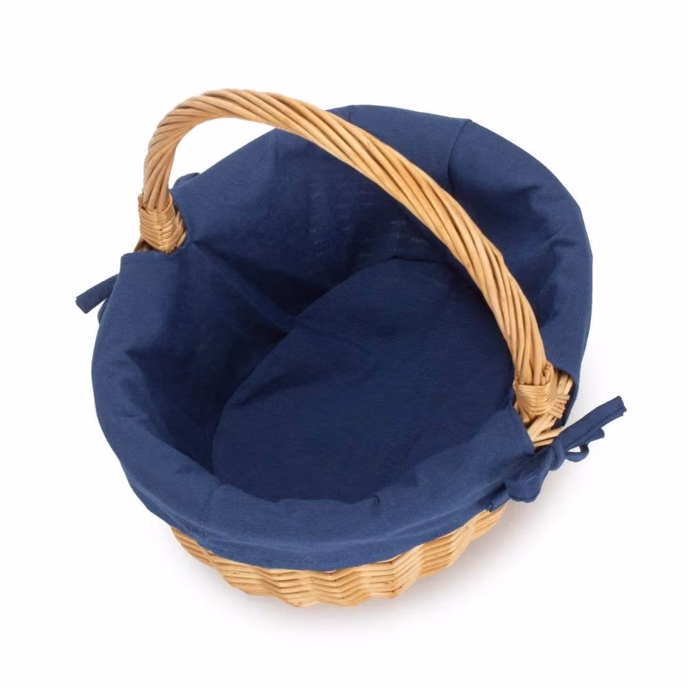 Red Hamper Oval Wicker Shopping Basket with Cotton Lining and Handles, W/D/H: 30.0 x 25.0 x 13.0 cm – 2