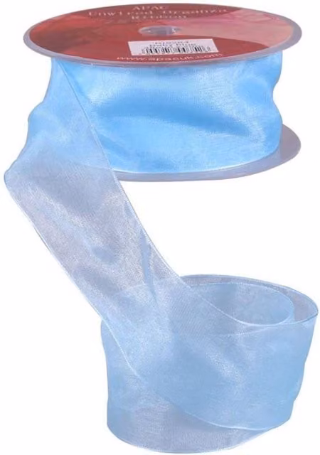 KDMD Baby Blue Woven Edge Organza Ribbon, 38mm, 2 Pack