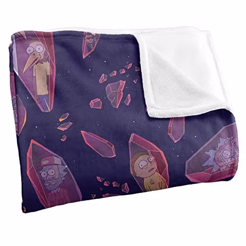 LOGOVISION Rick and Morty Crystal Starfield Super Soft Fleece Throw Blanket, Purple/Multicolour, W/D/H: 91 x 147 cm – 3