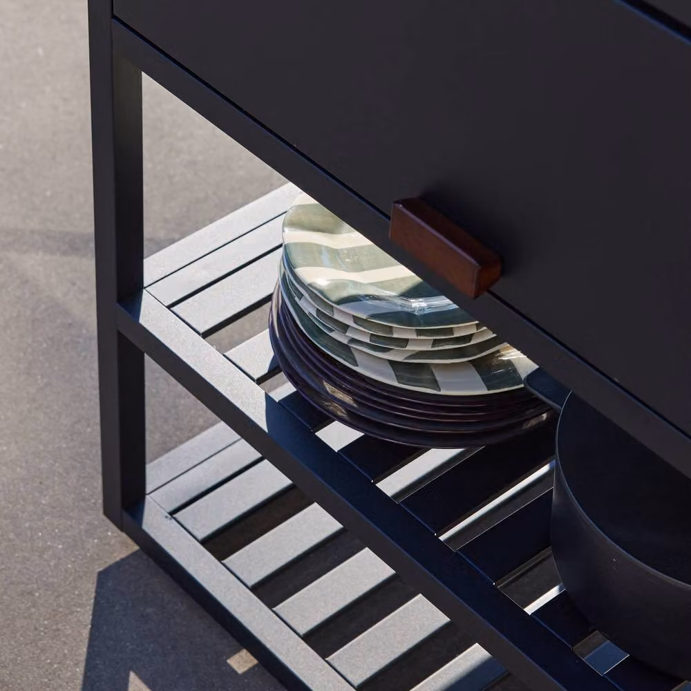sweeek Modern Outdoor Kitchen Steel Base Unit in Matt Black, Width: 80 cm – 6