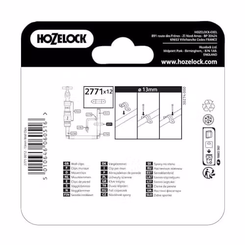 Hozelock 13mm Wall-Mounted Plastic Garden Irrigation Clips, Pack of 12, Yellow – 2