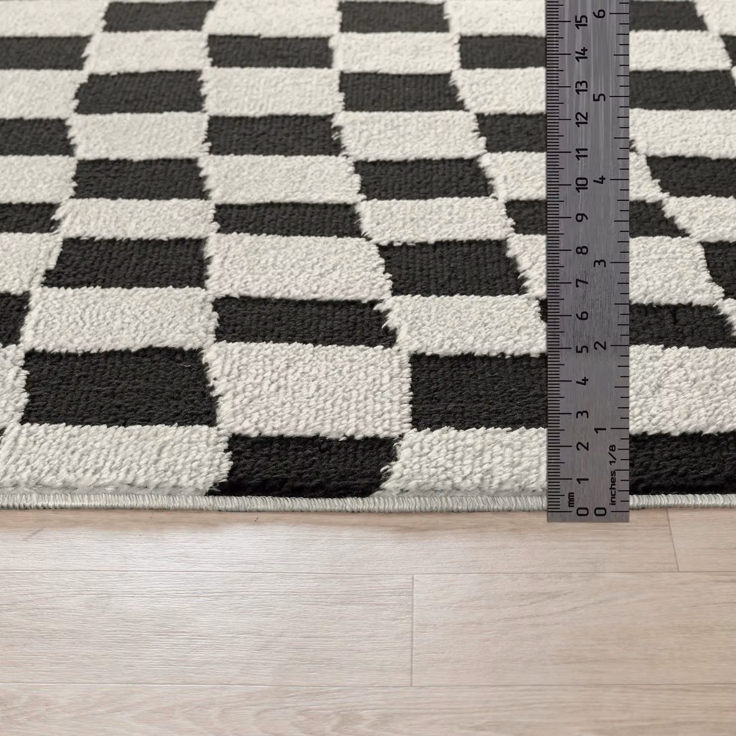 Livabliss Freud Modern High Pile Checkerboard Living and Dining Room Rug in Black and Brown, W: 160 cm, L: 215 cm – 7