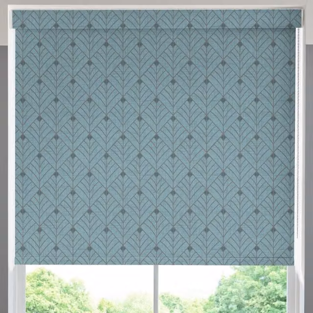 Terrys Solitaire Made to Measure Blackout Roller Blind in Aqua Blue/Turquoise