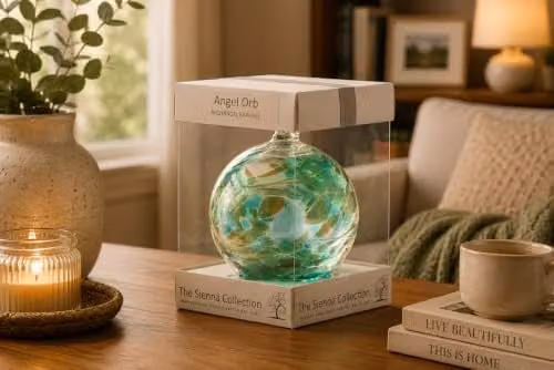 Sienna Glass Green Angel Orb Hanging Glass Ornament – 1