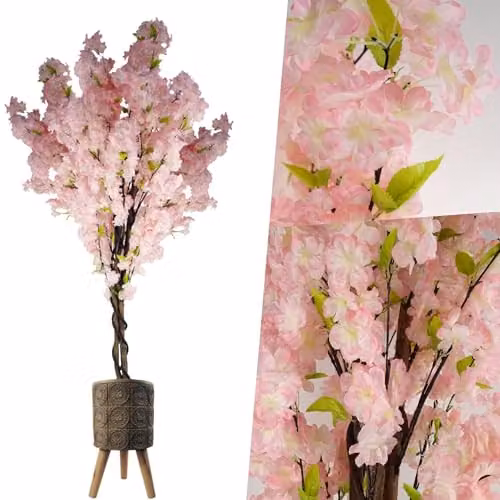 Pegdev 150cm Artificial Pink Cherry Blossom Tree with 40cm Fibreglass Planter – 4