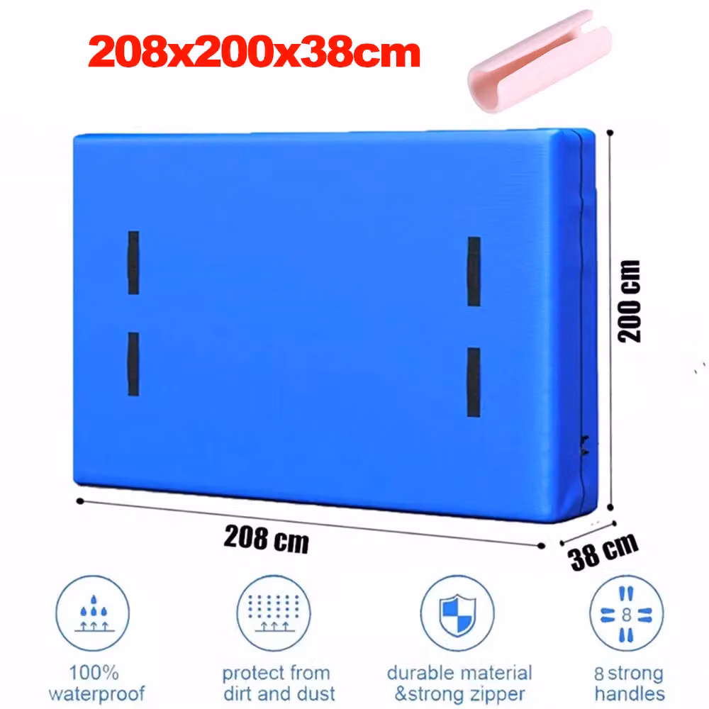 VOGREX Heavy Duty 8 Handle Mattress Moving Bag with Zipper, Blue, W/D/H: 200 x 208 x 38 cm – 2