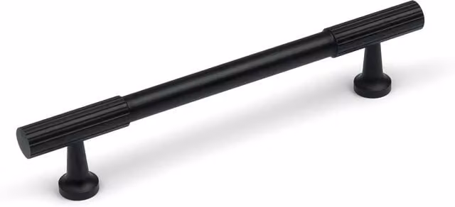Handle & Home Matt Black Aluminium Reeded Cabinet Bar Handle, Length: 16.8 cm
