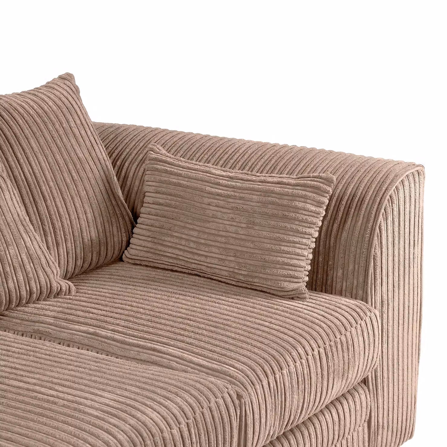 LUXURY LIFE Dylan Left Hand Facing L-Shape Corner Sofa in Light Brown Jumbo Cord Fabric – 3