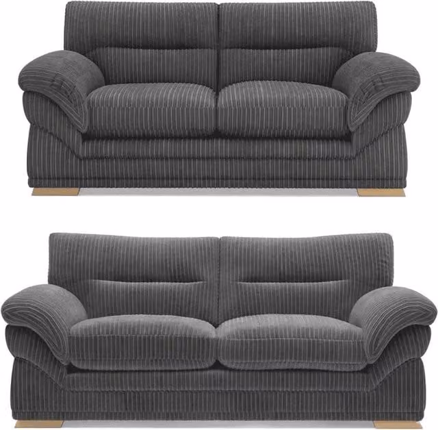 SOFASELECTION UK Amalfi Claude 3+2 Seater Sofa Set in Grey Modern Plush Fabric