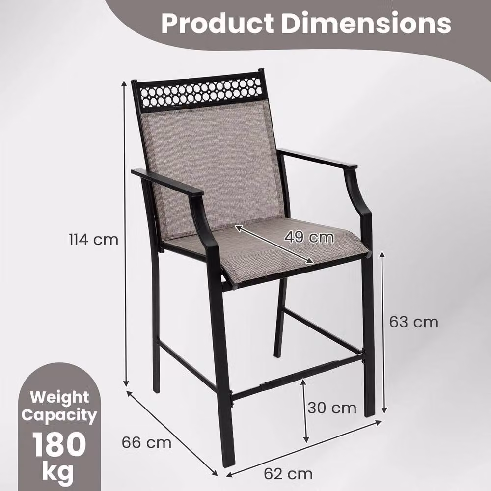 FORGEVIO Modern Metal Counter Height Outdoor Dining Chairs in Black – 2