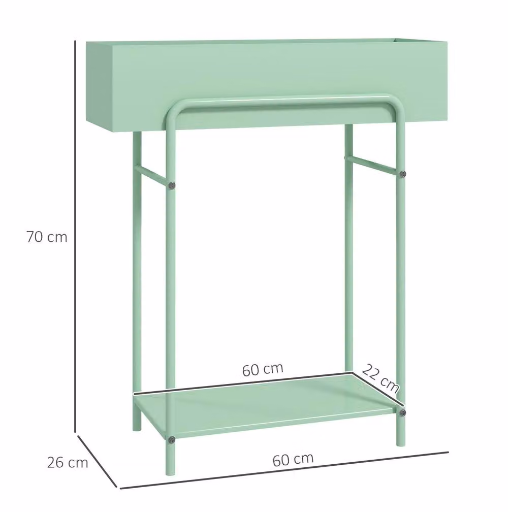 STILVORA 2 Tier Steel Plant Stand with Drainage Holes in Matt Green, W/D/H: 60 x 40 x 70 cm – 3