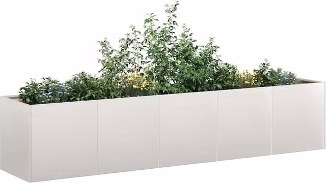 Berkfield Home Stainless Steel Planter in Silver, W/D/H: 200 x 40 x 40 cm