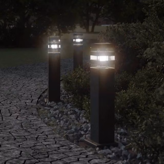 Berkfield Home Black Aluminium Outdoor Floor Lamp, Height: 50 cm