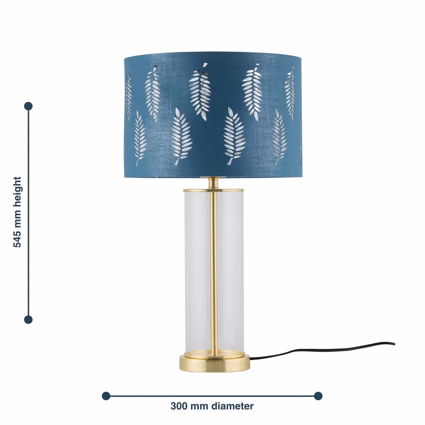 First Choice Lighting Aura Set of 2 Satin Brass Table Lamps with Teal Fern Cut Out Glass Shades in Gold – 5