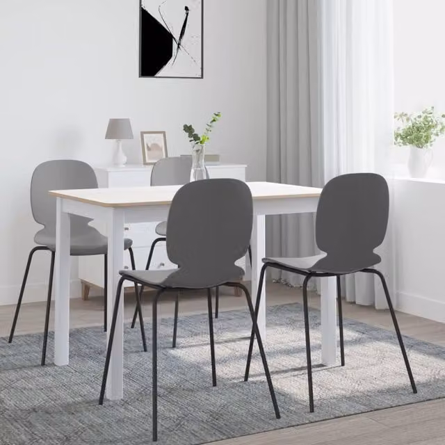 Berkfield Home Rectangular Dining Table in White and Brown, Solid Rubberwood and MDF, W: 114 cm, D: 71 cm, H: 75 cm