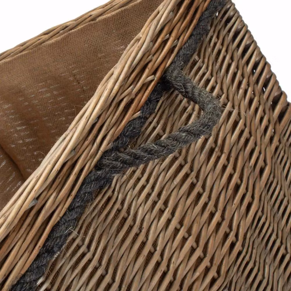 Red Hamper Large Antique Wash Square Storage Log Basket in Light Brown with Handles – 2
