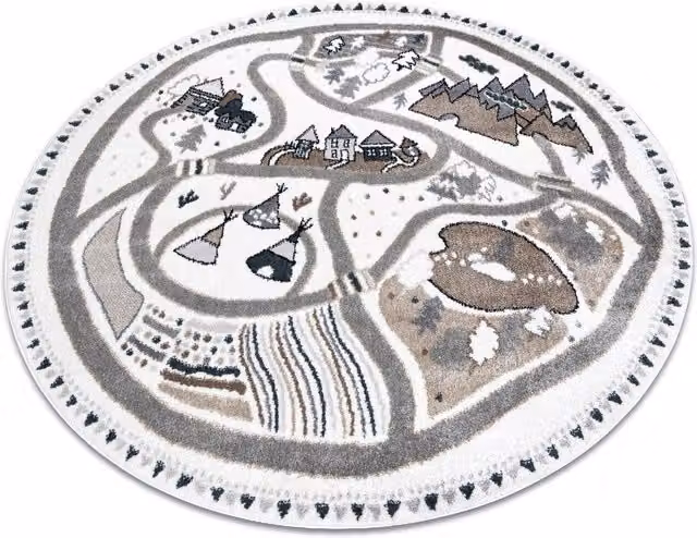 RugsX Fun Round Kids Motif Rug in Yellow and Multicolour, Diameter: 200 cm – 1