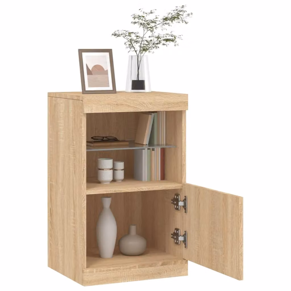 Berkfield Home Modern Sideboard with Integrated LED Lights in Sonoma Oak Brown, W/D/H: 41 x 37 x 67 cm – 3