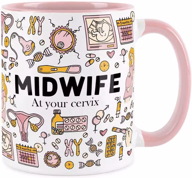 Purely Home Pink Ceramic Novelty Midwife Mug