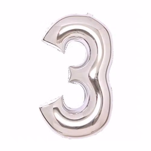 Amscan Silver Number 3 Hanging Decoration for Birthdays and Anniversaries