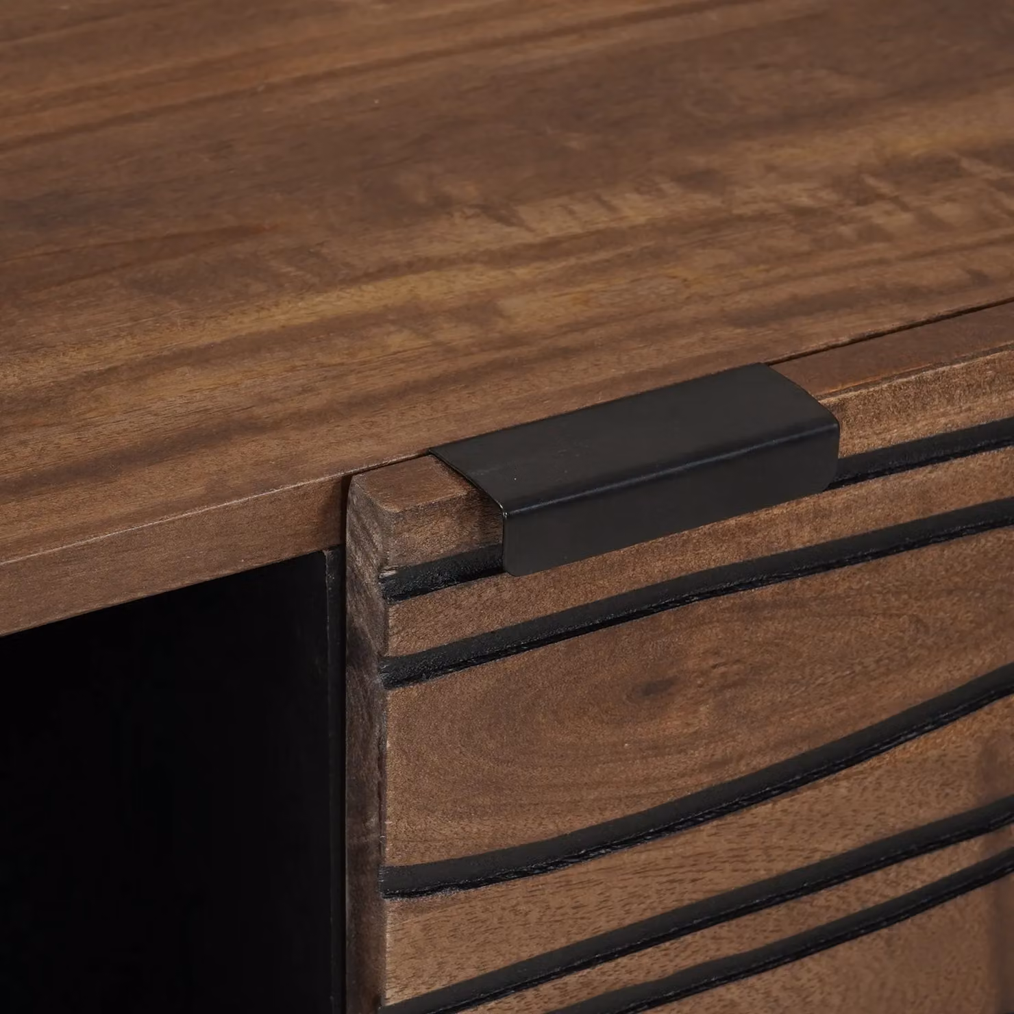 Berkfield Home Modern Mango Wood Sideboard in Brown and Black, W/D/H: 80 x 33.5 x 75 cm – 5