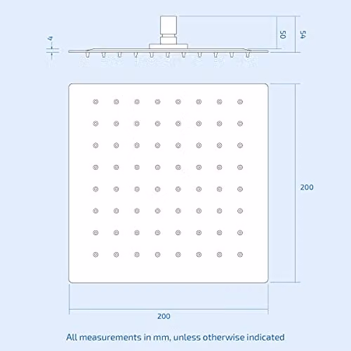 Nes Home Rennes Concealed Thermostatic Rainfall Shower Mixer Set with 200mm Square Overhead, Matte Black – 3
