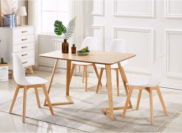 Life Interiors Rico Dallas Modern White Dining Set with Rectangular Table and 4 Chairs