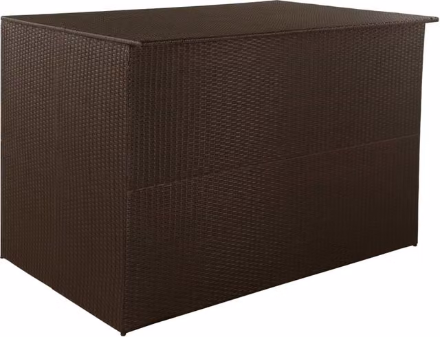 Berkfield Home Brown Poly Rattan Garden Storage Box W/D/H: 150 x 100 x 100 cm