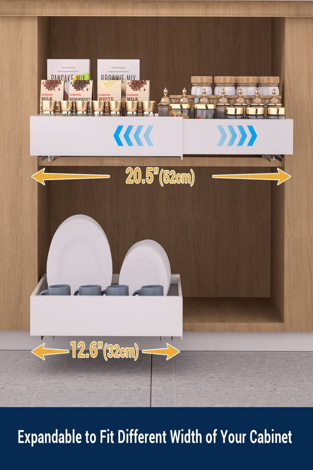 JANLEMNY 2-Piece White Pull Out Cabinet Storage Slide Out Drawer Shelves – 2