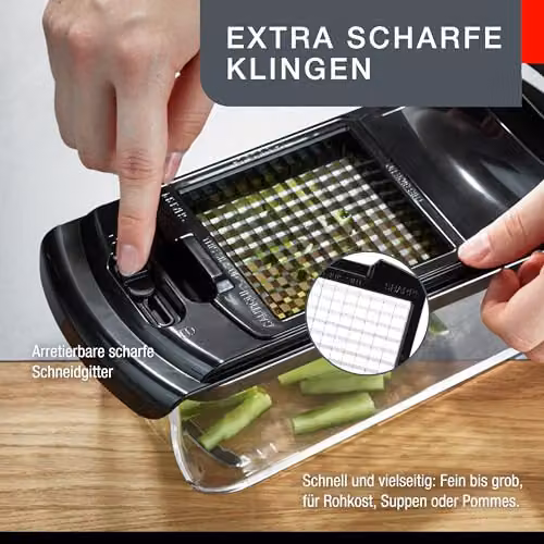 Gefu Treppo Vegetable and Cheese Cube Cutter with Collection Tray in Transparent and Black – 8
