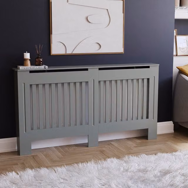 Vida Designs Chelsea Radiator Cover in Grey, W/D/H: 152 x 19 x 82 cm